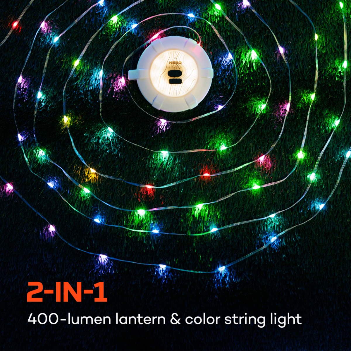 NEB NEB-LTN-0011 LUNA 400+ 26FT RETRACTABLE STRING LIGHT AND LANTERN
