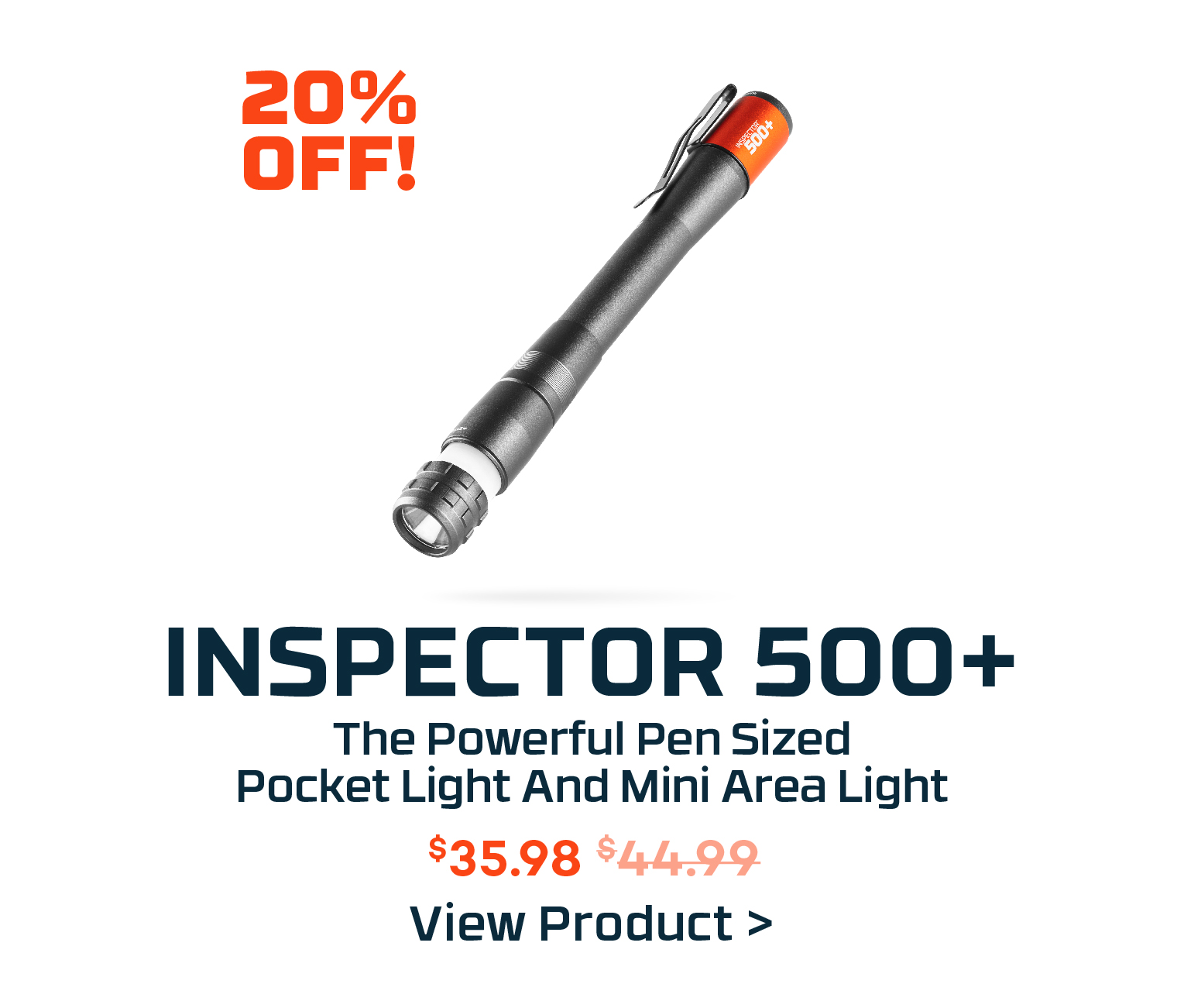 20% off the NEBO INSPECTOR 500+ Lumen Powerful Pen Sized Pocket Light and Mini Area Light, Normally $44.99, now $35.98, Click to view product